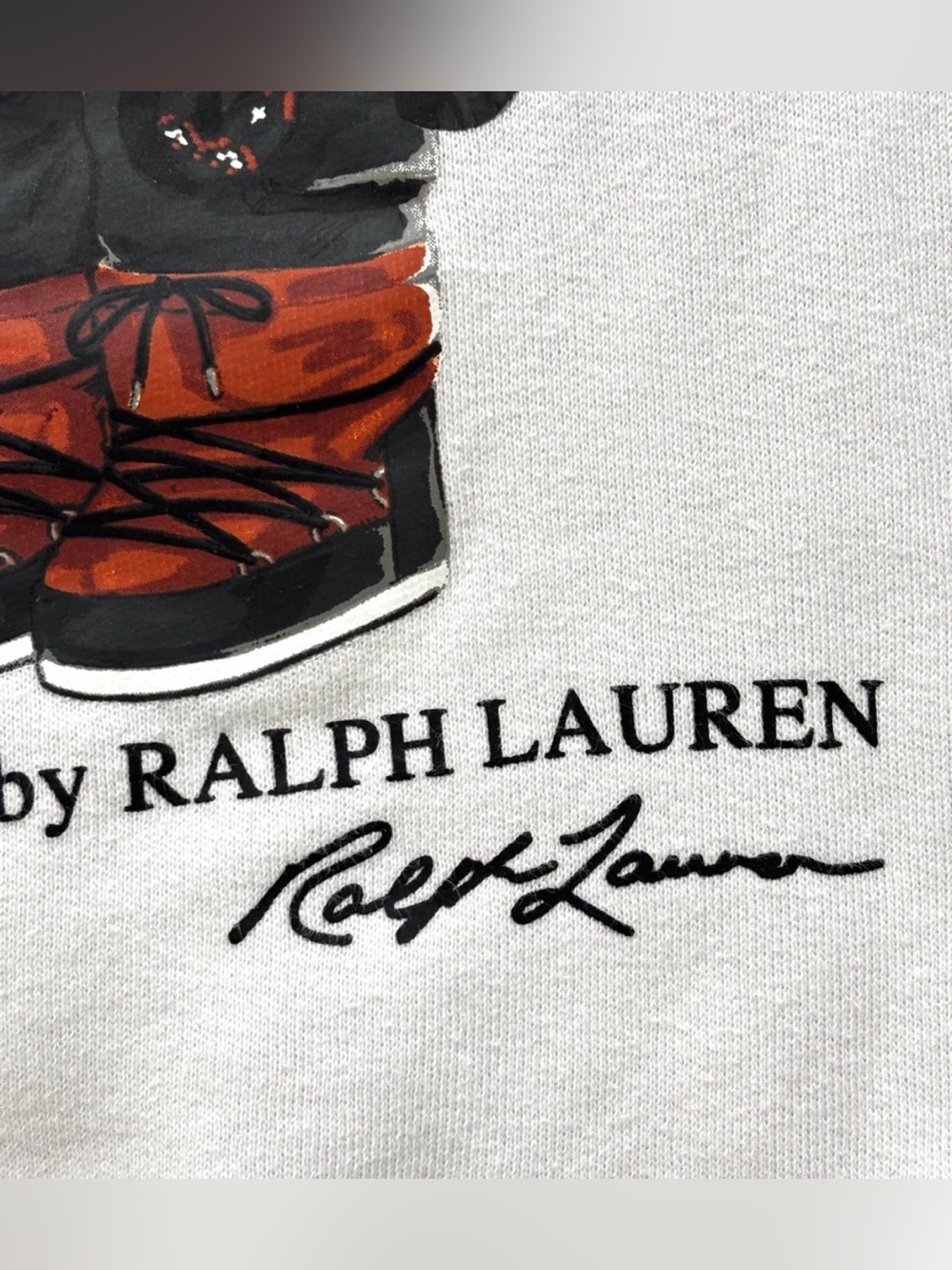 Vintage Ralph Lauren Polo Bear Sled Winter White Sweatshirt XS - Picture 7 of 9
